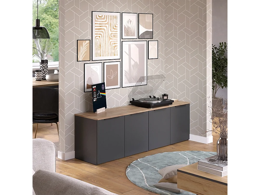 Mur de salon anthracite 80x40x50 wido