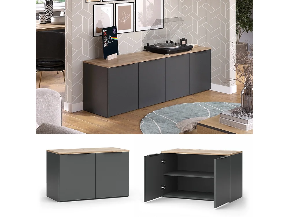 Mur de salon anthracite 80x40x50 wido