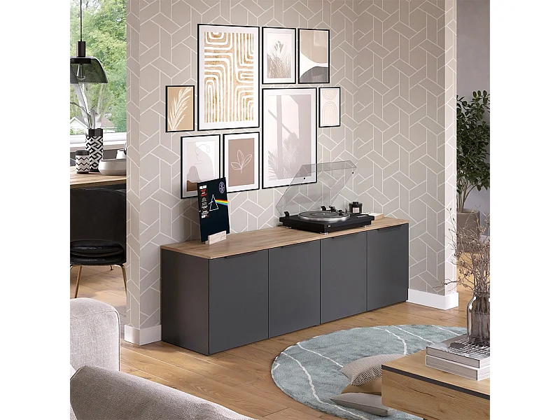 Mur de salon anthracite 80x40x50 wido