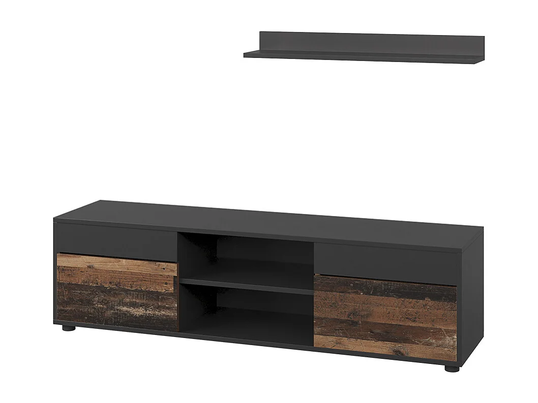 Meuble-paroi noir/ancien style 139.8x35.4x38.9 berno