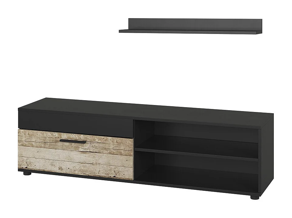 Lowboard & étagère noir/chêne sable 139.8x35.3x38.9 berno