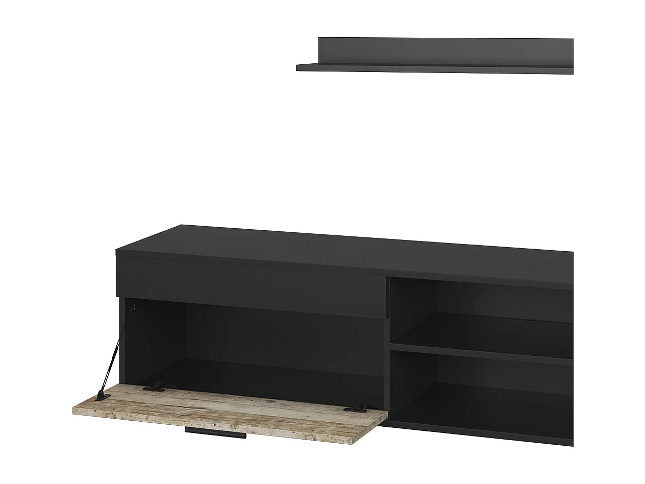 Lowboard & étagère noir/chêne sable 139.8x35.3x38.9 berno