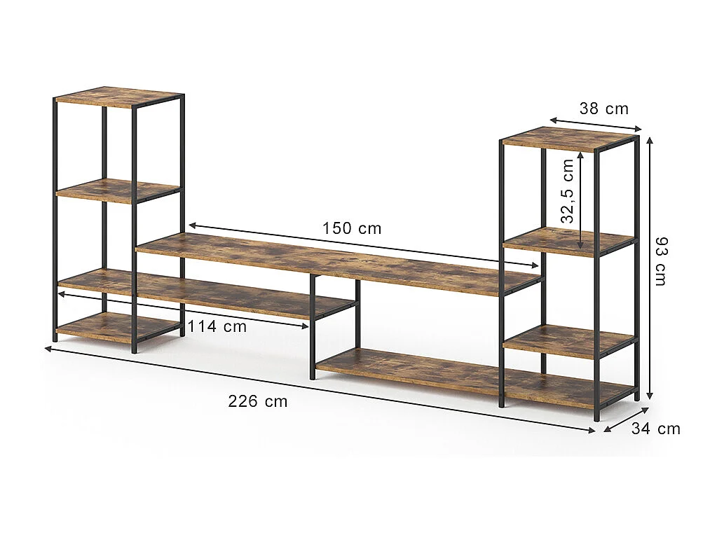 Lavt skab antik træ 226x34x93 fyrk