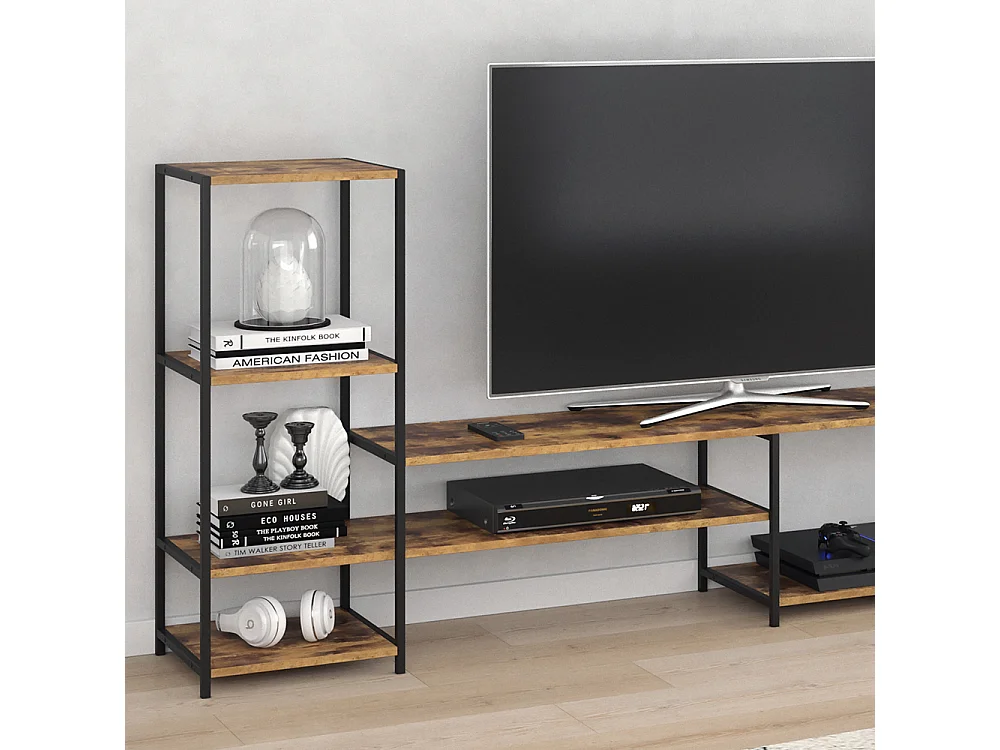 Lavt skab antik træ 226x34x93 fyrk
