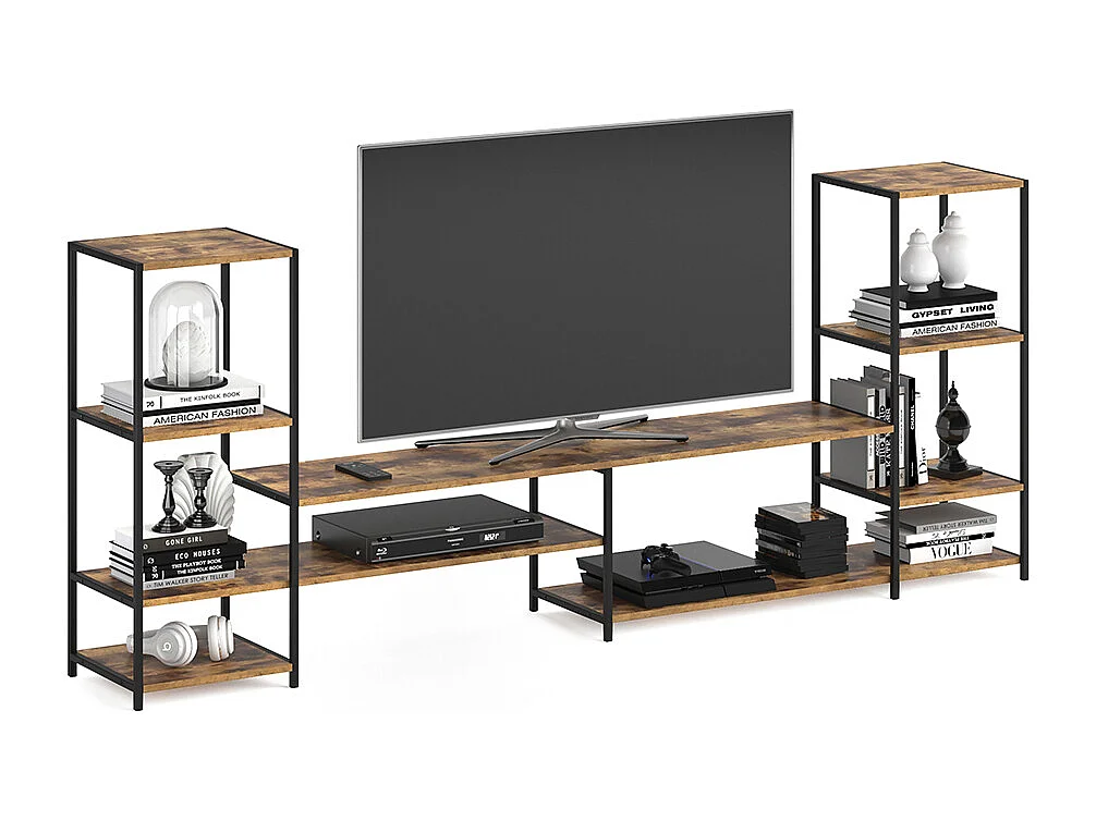 Lavt skab antik træ 226x34x93 fyrk
