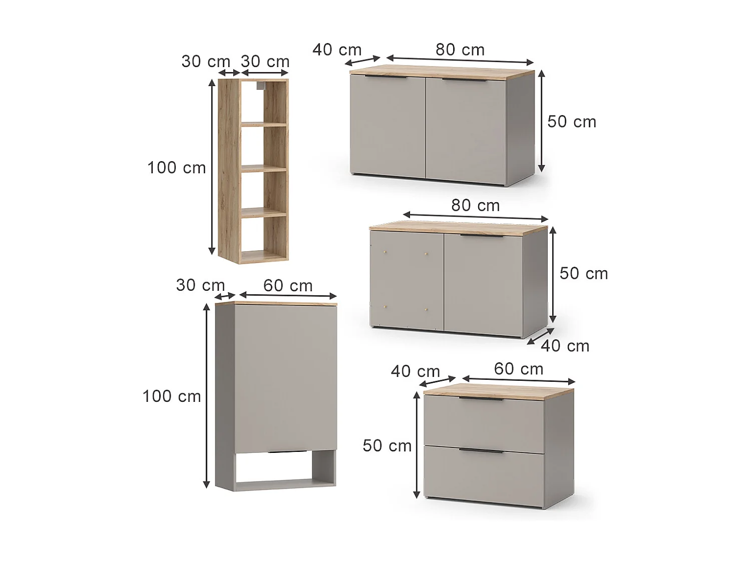 Wohnwand greige 80x40x50 wido