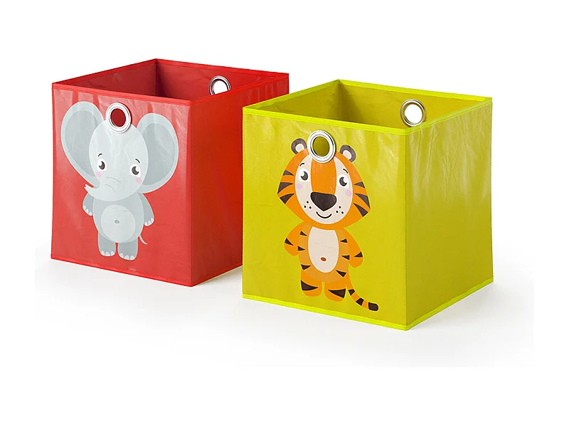 Boîte pliante rouge/jaune 30x30x30