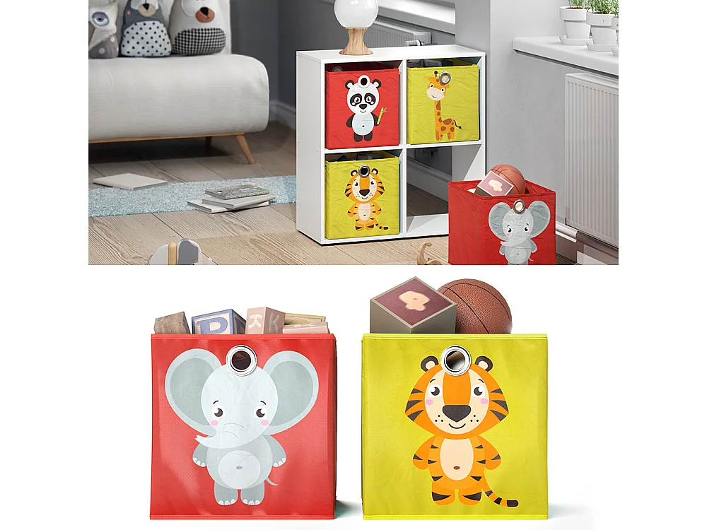 Boîte pliante rouge/jaune 30x30x30