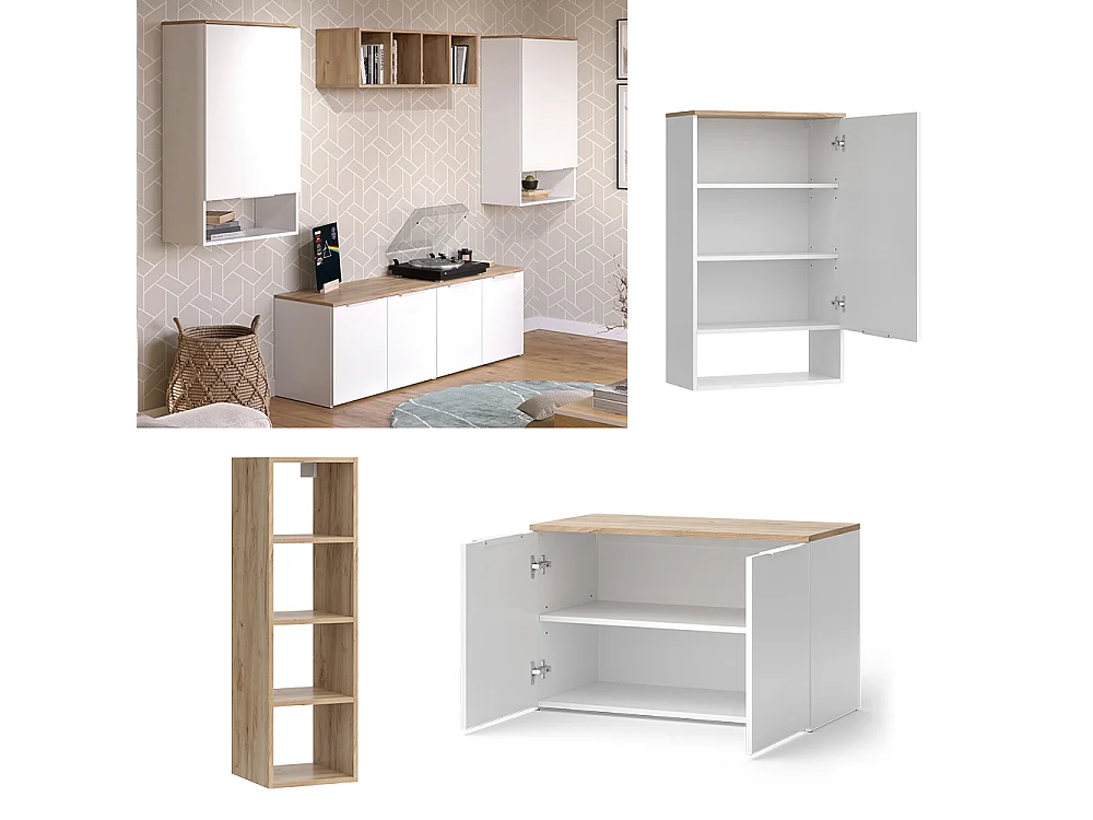 Meuble-paroi blanc/sonoma 80x40x50 wido