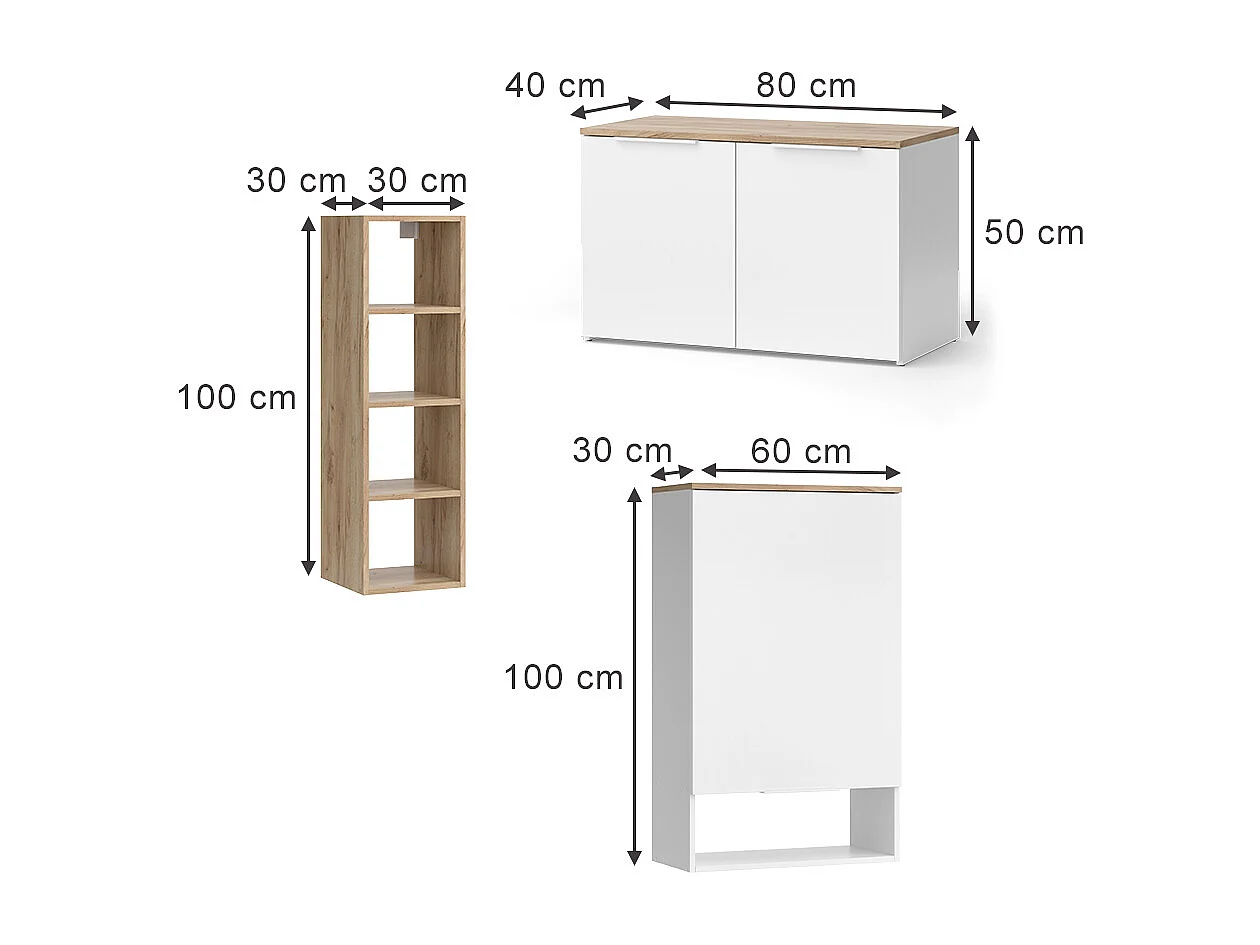 Meuble-paroi blanc/sonoma 80x40x50 wido