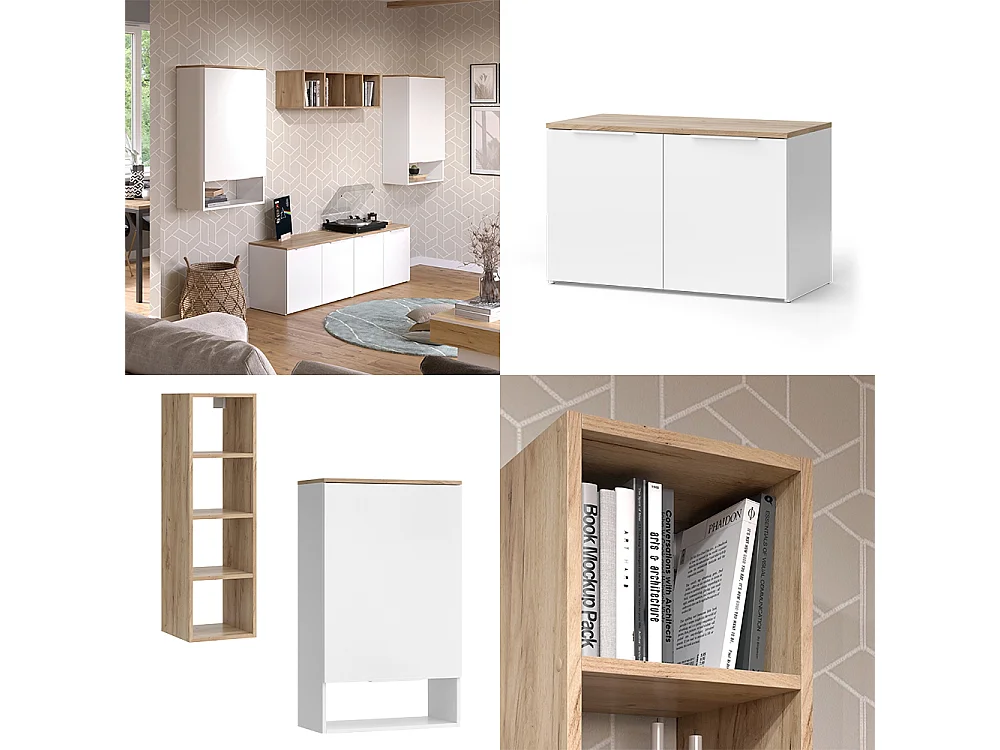 Meuble-paroi blanc/sonoma 80x40x50 wido