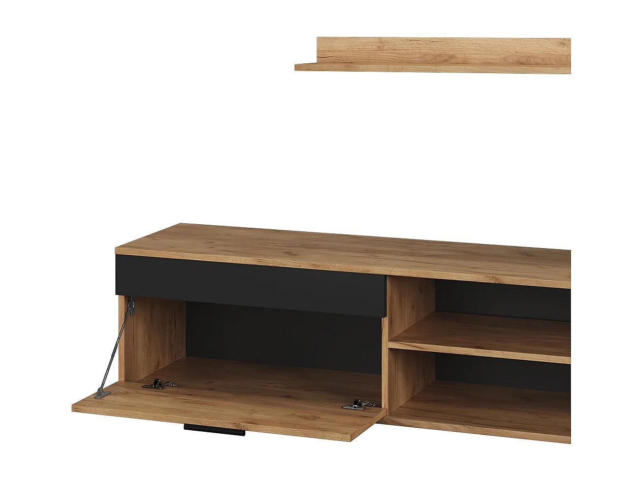 Lowboard & étagère chêne doré/anthracite 139.8x35.3x38.9 berno