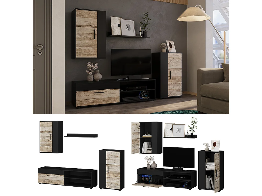 Wohnwand anthracite/beige 139.8x35.4x38.9 berno