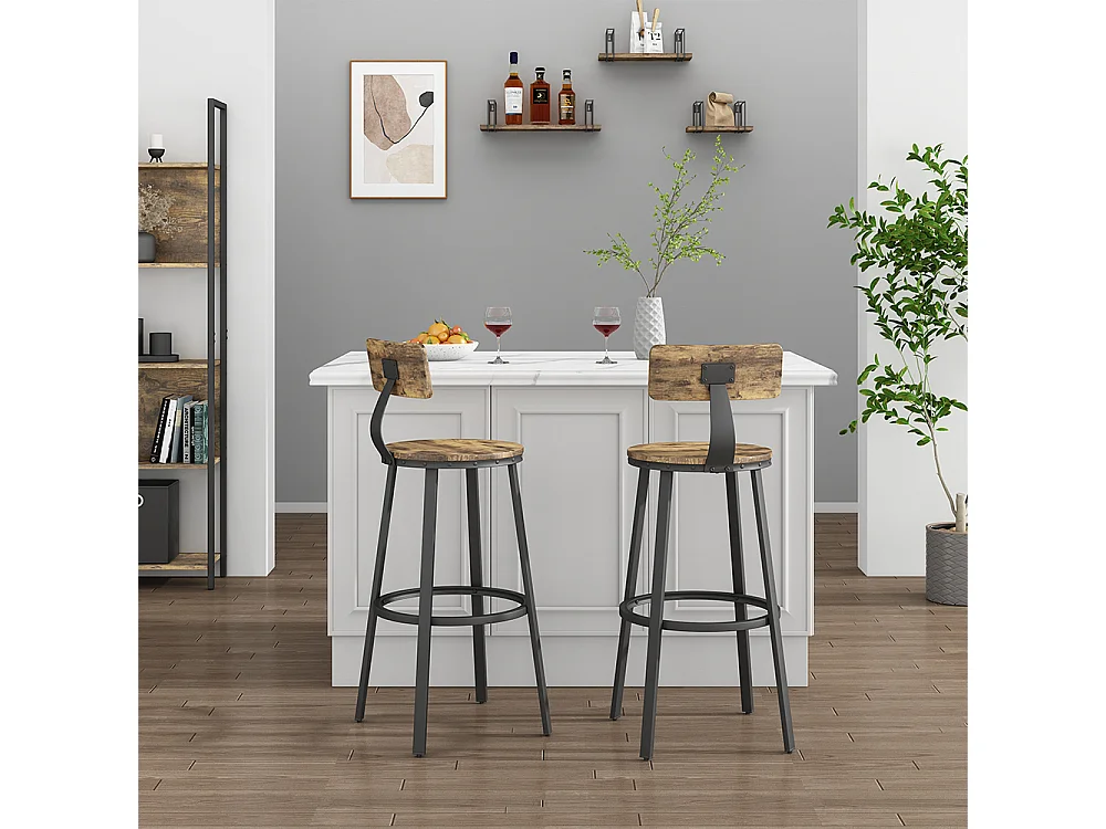 Tabouret de bar chêne rustique 34x55x102 caracas