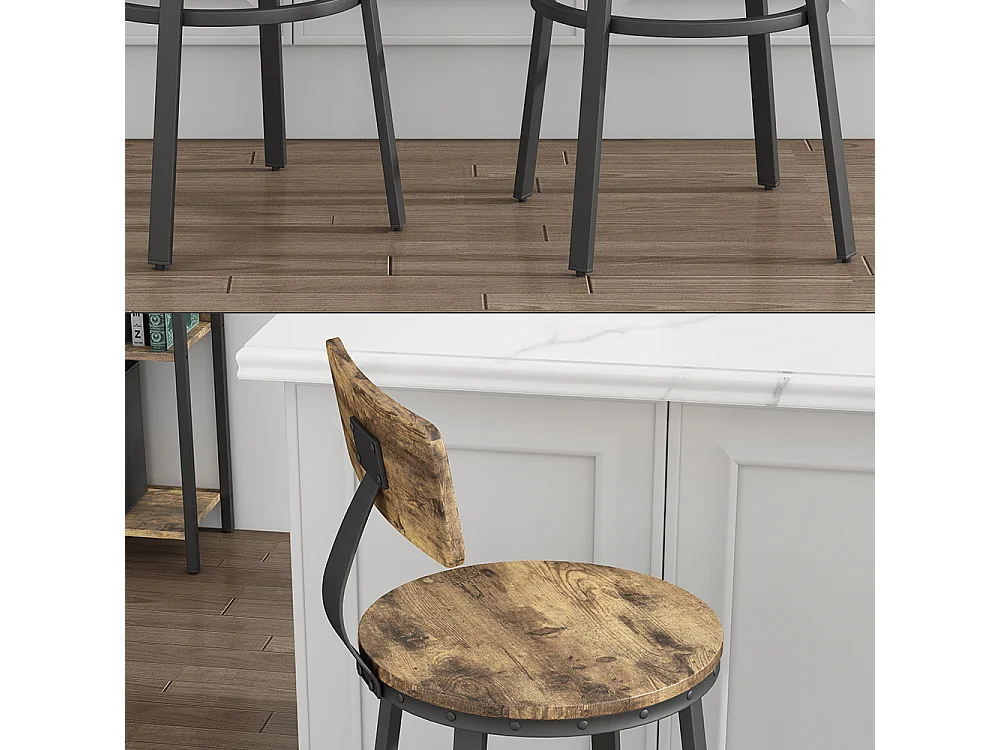 Tabouret de bar chêne rustique 34x55x102 caracas