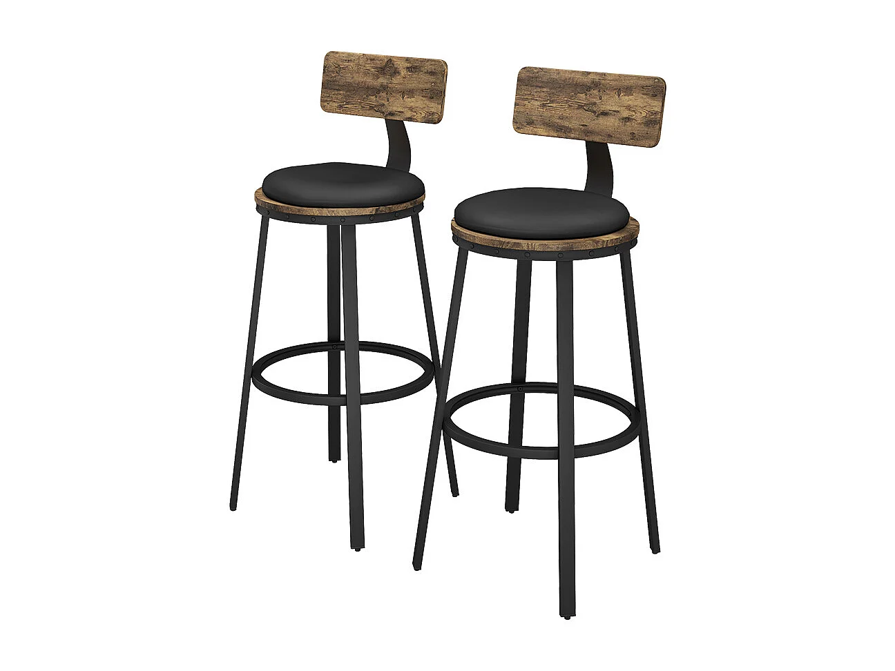 Tabouret de bar chêne rustique 34x55x102 caracas