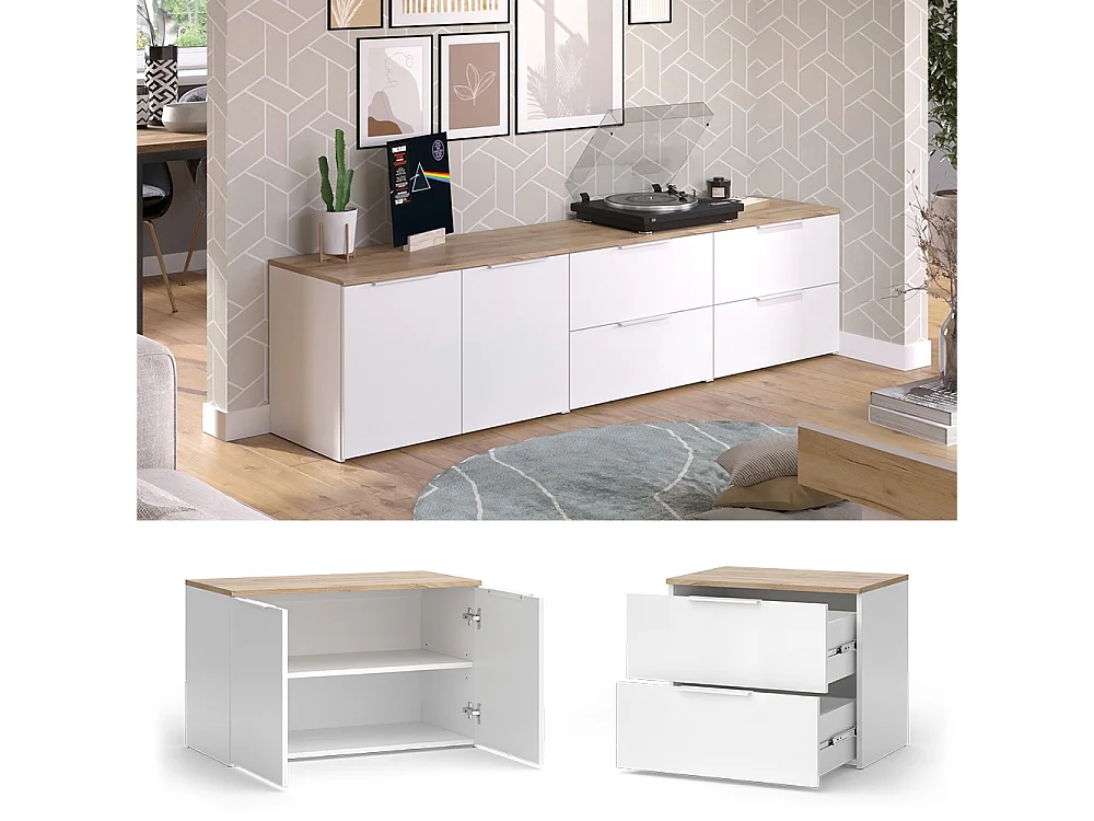 Meuble-paroi blanc/sonoma 200x40x50 wido