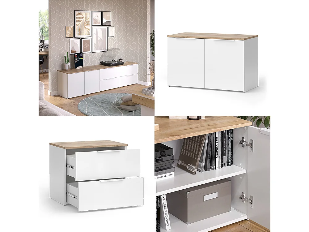 Meuble-paroi blanc/sonoma 200x40x50 wido