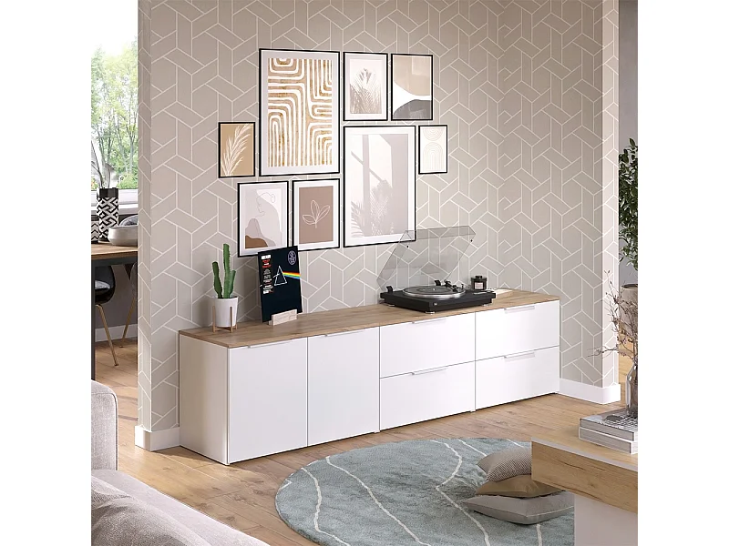 Woonwand wit/sonoma 200x40x50 wido