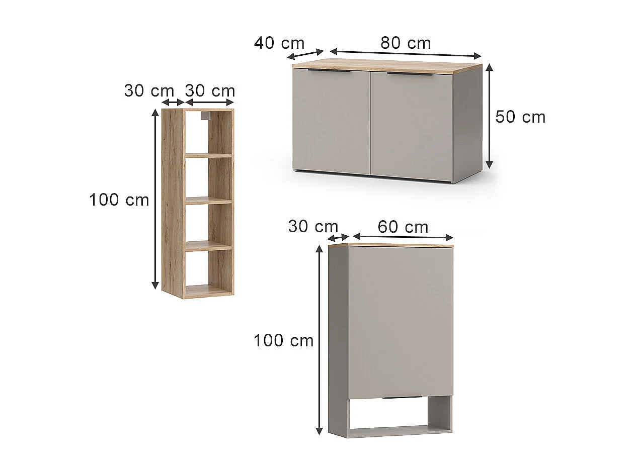 Meuble-paroi grège 80x40x50 wido
