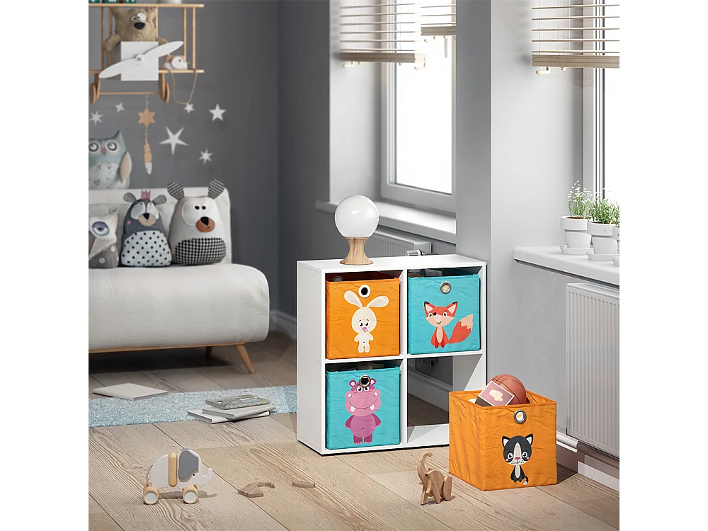 Boîte pliante orange/bleu 30x30x30