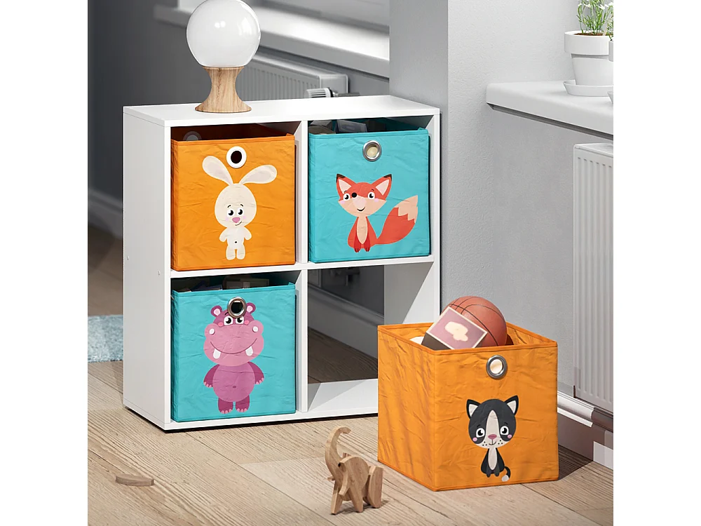 Boîte pliante orange/bleu 30x30x30