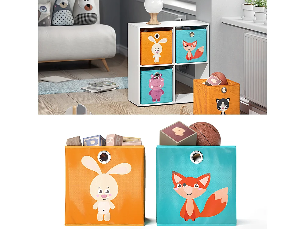 Boîte pliante orange/bleu 30x30x30