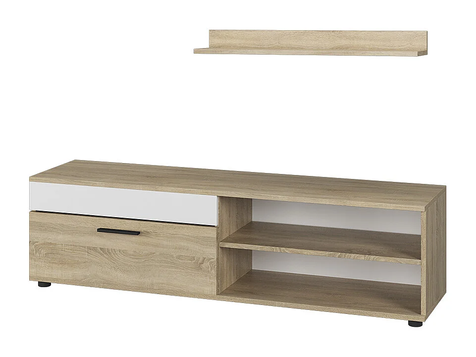 Lowboard & étagère sonoma/blanc 139.8x35.3x38.9 berno