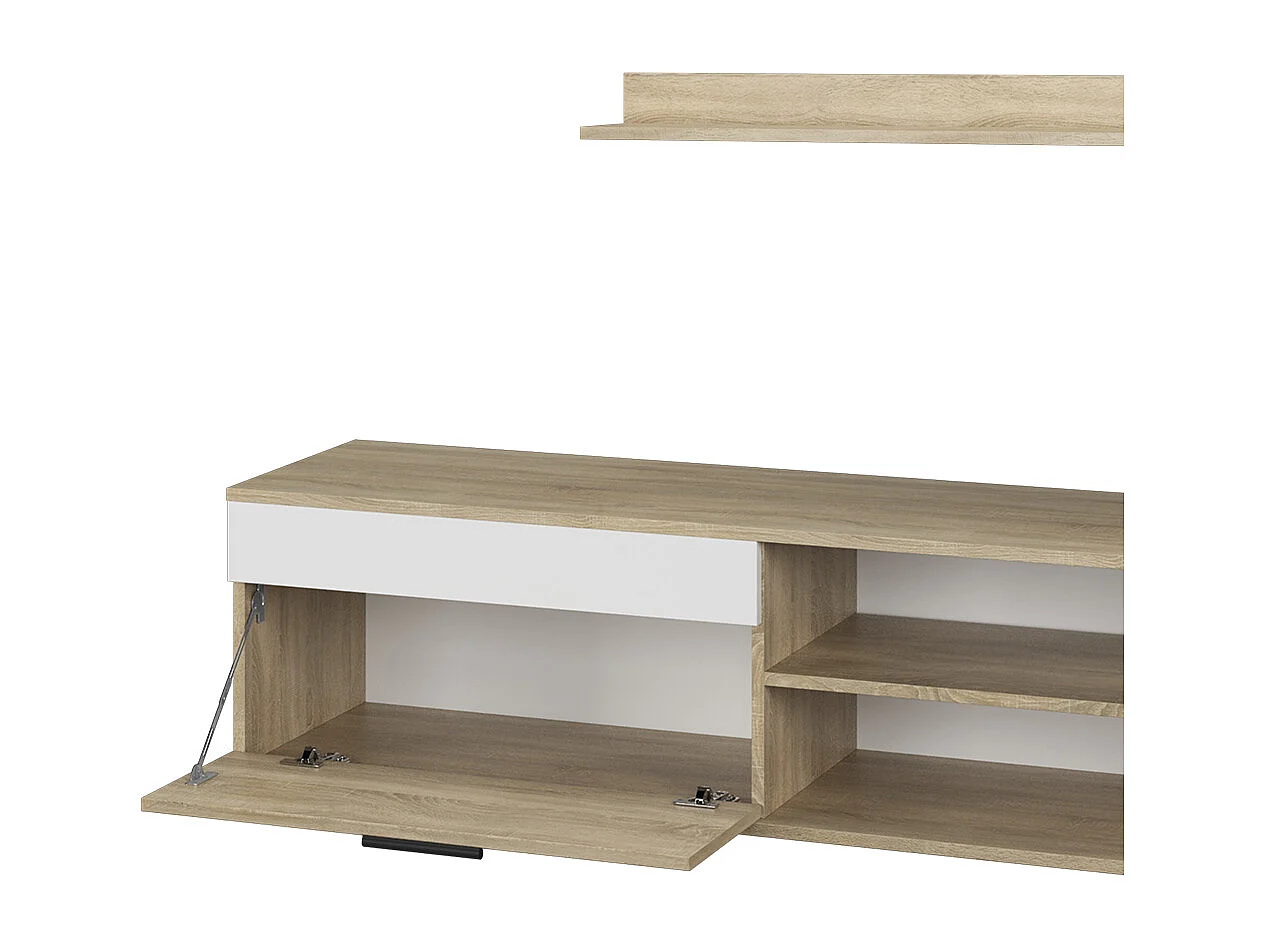 Lowboard & étagère sonoma/blanc 139.8x35.3x38.9 berno