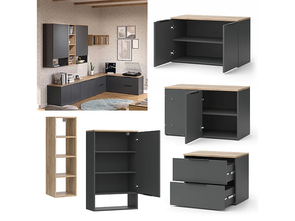 Szafka ścienna antracyt 80x40x50 wido