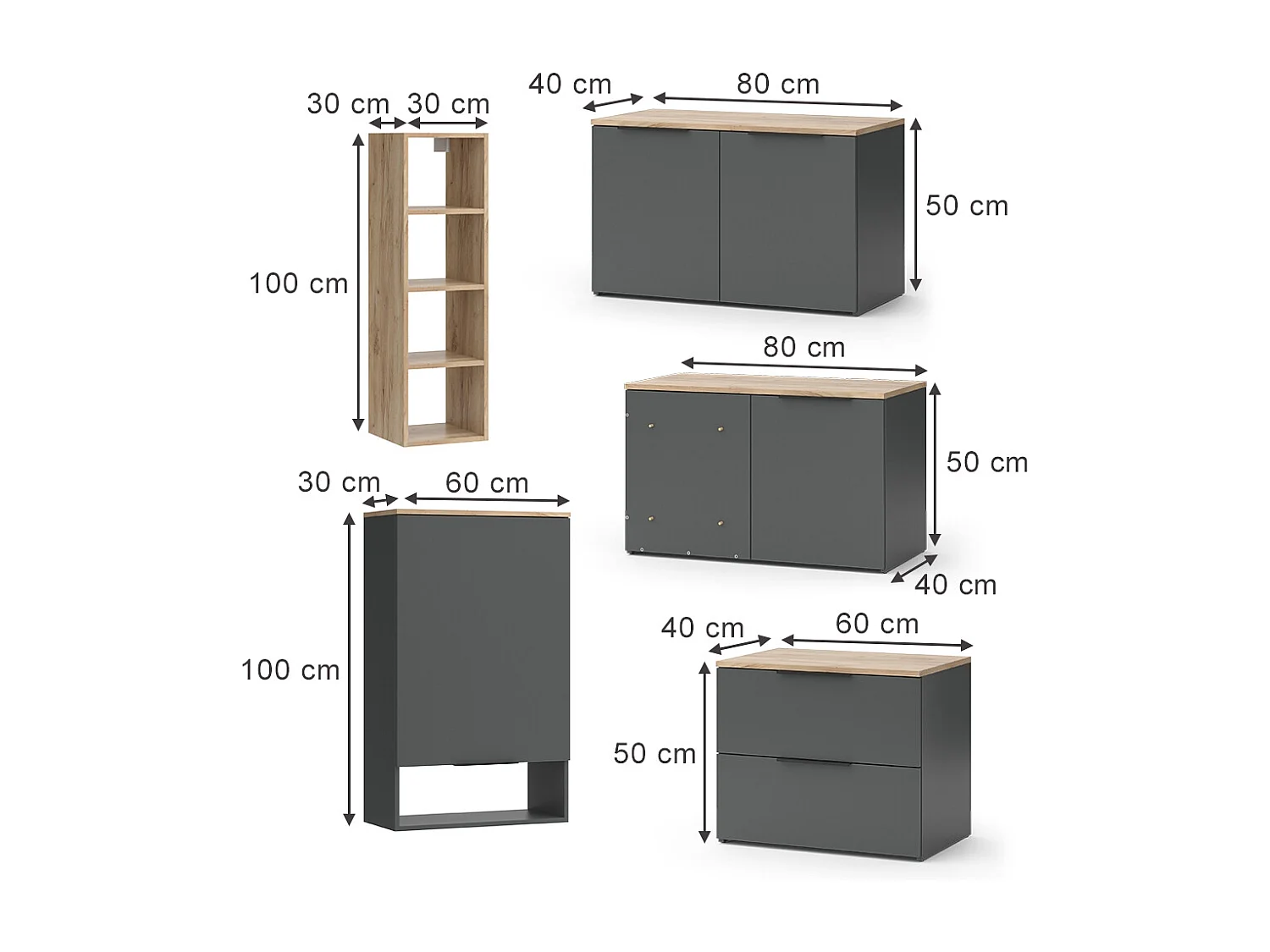 Szafka ścienna antracyt 80x40x50 wido