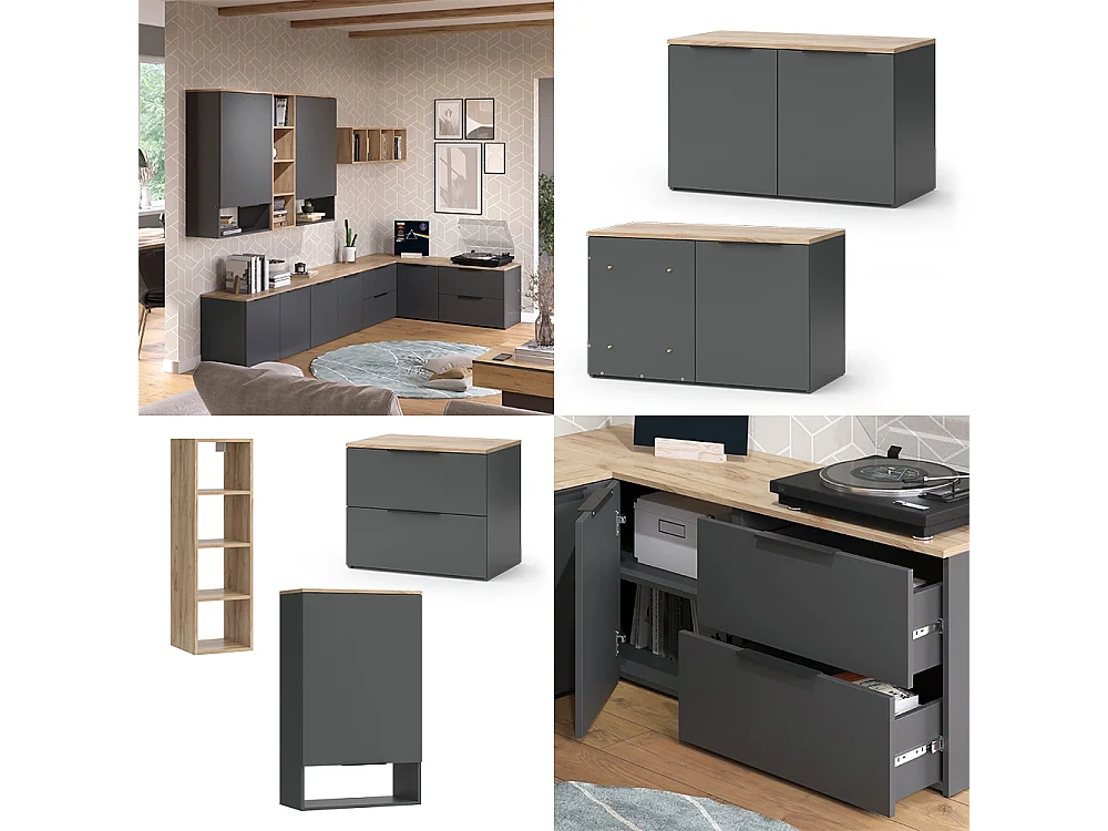 Szafka ścienna antracyt 80x40x50 wido