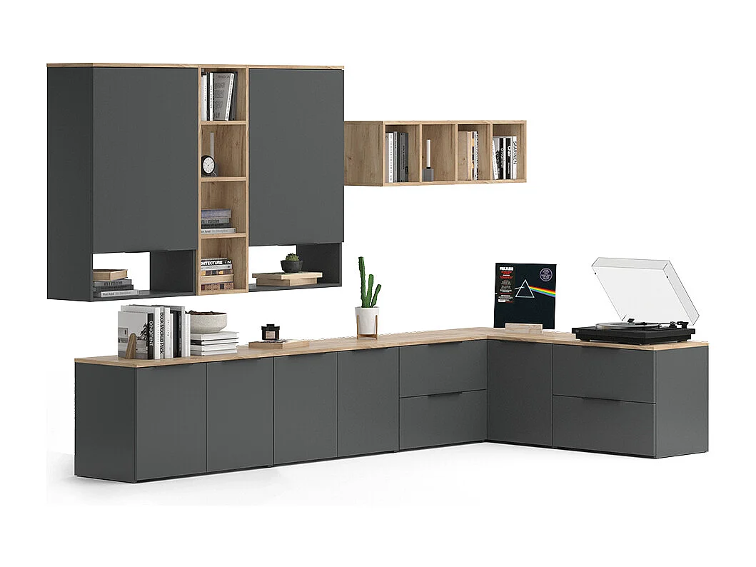 Mur de salon anthracite 80x40x50 wido