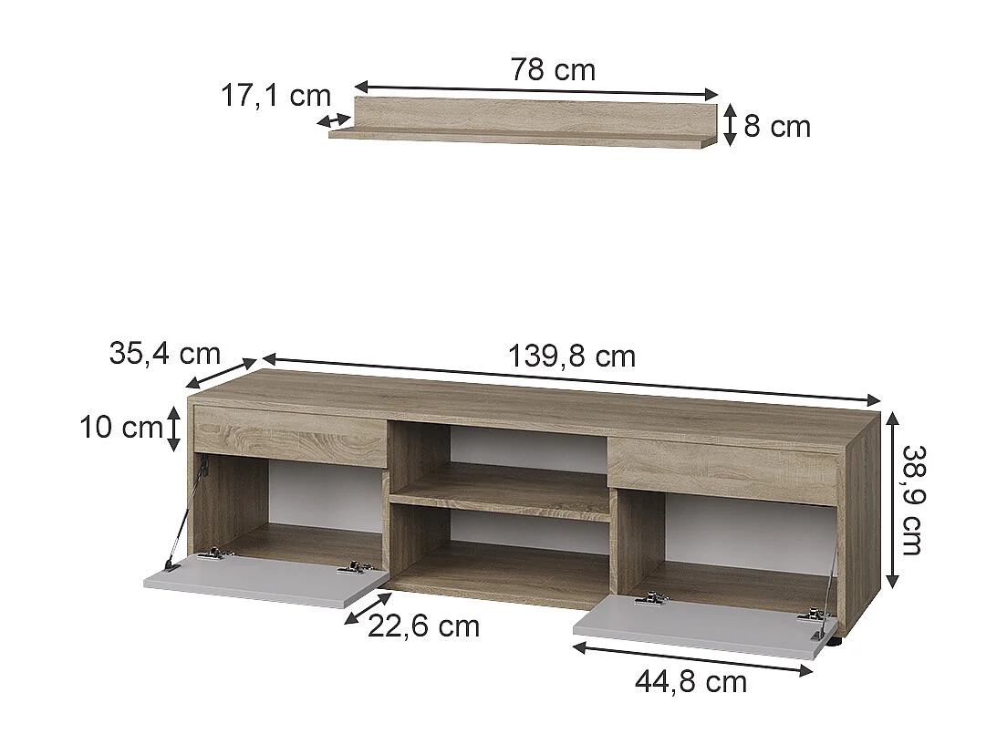 Meuble-paroi sonoma/blanc 139.8x35.4x38.9 berno