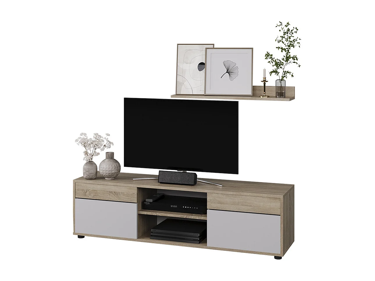 Meuble-paroi sonoma/blanc 139.8x35.4x38.9 berno