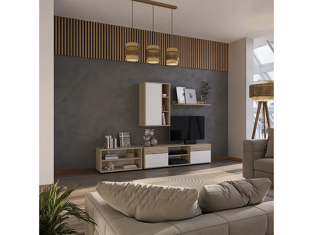 Meuble-paroi sonoma/blanc 139.8x35.4x38.9 berno