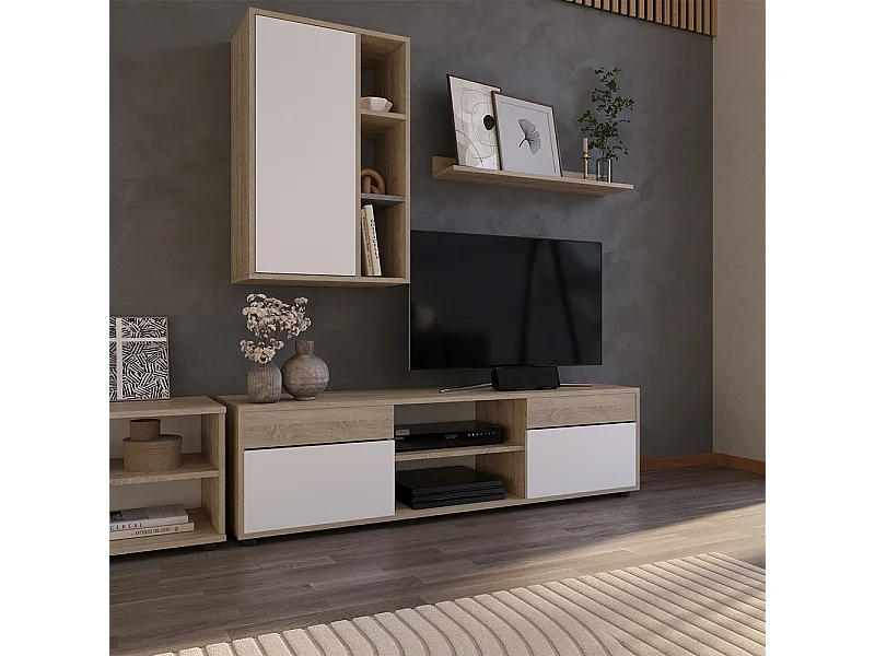 Wohnwand sonoma/weiß 139.8x35.4x38.9 berno