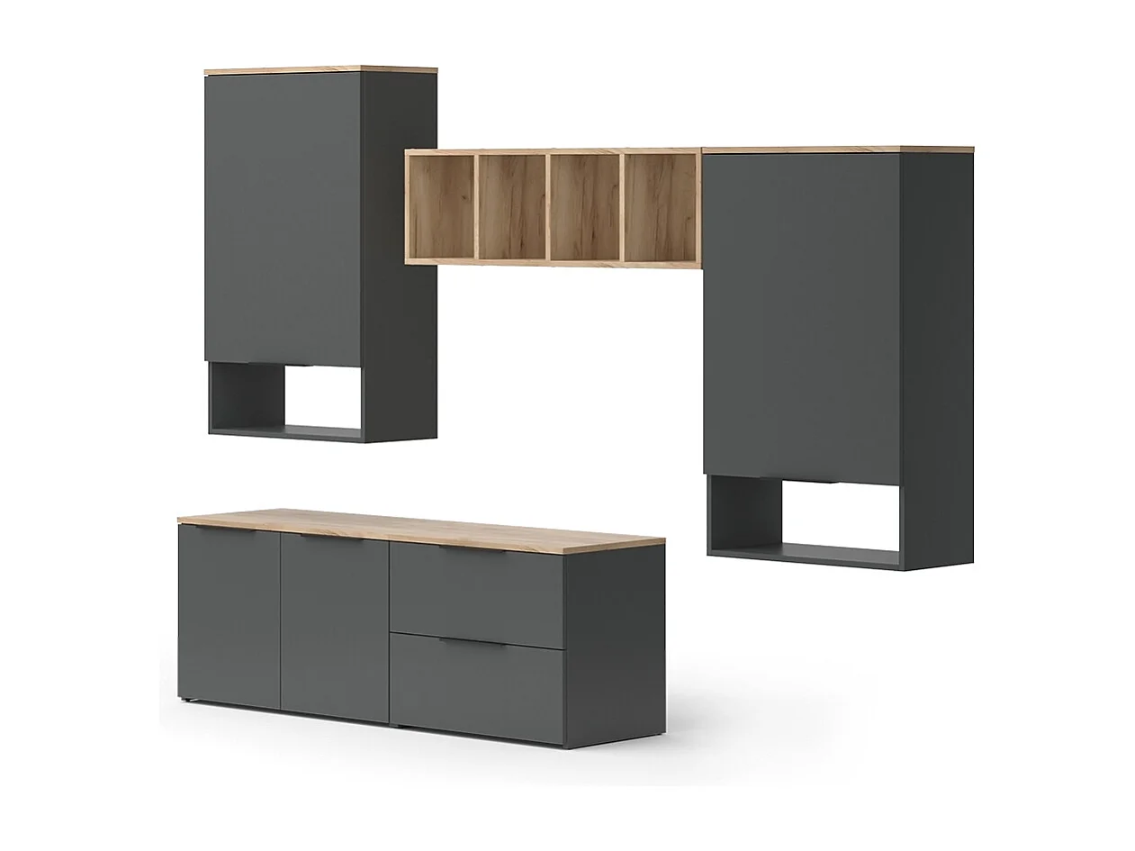 Mur de salon anthracite 80x40x50 wido