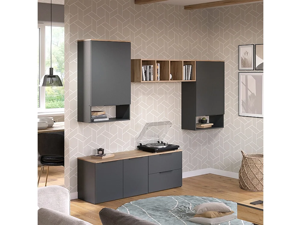 Mur de salon anthracite 80x40x50 wido