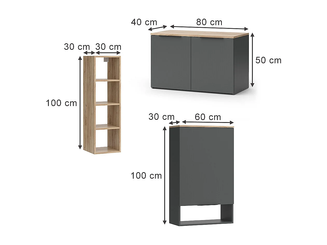 Wohnwand anthrazit 80x40x50 wido