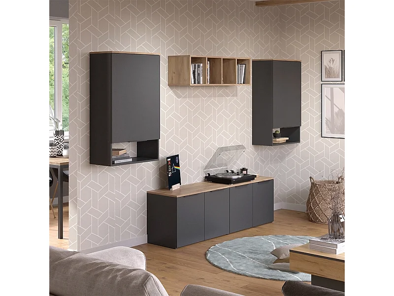 Mur de salon anthracite 80x40x50 wido