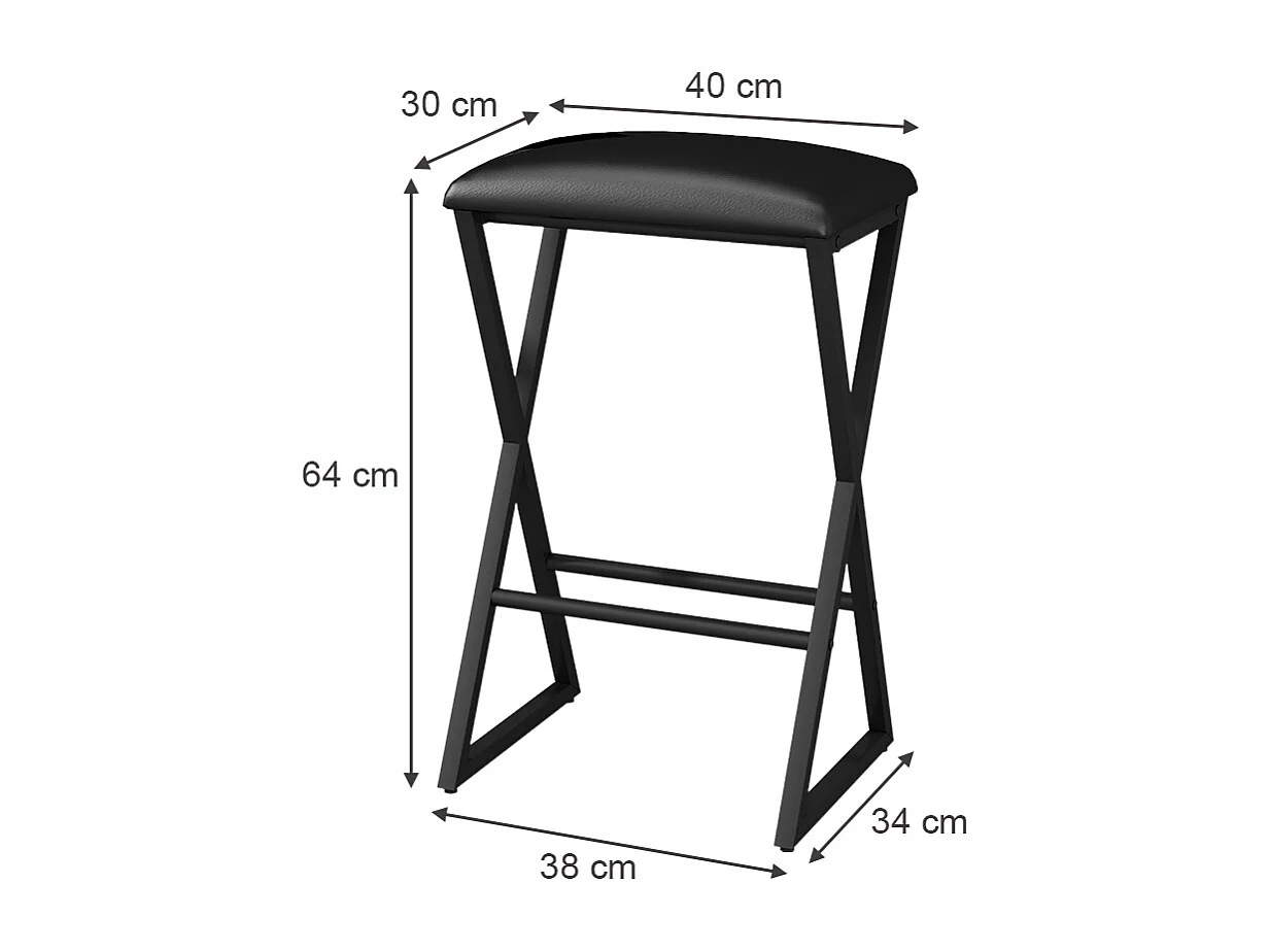 Tabouret de bar noir 40x34x64 vault