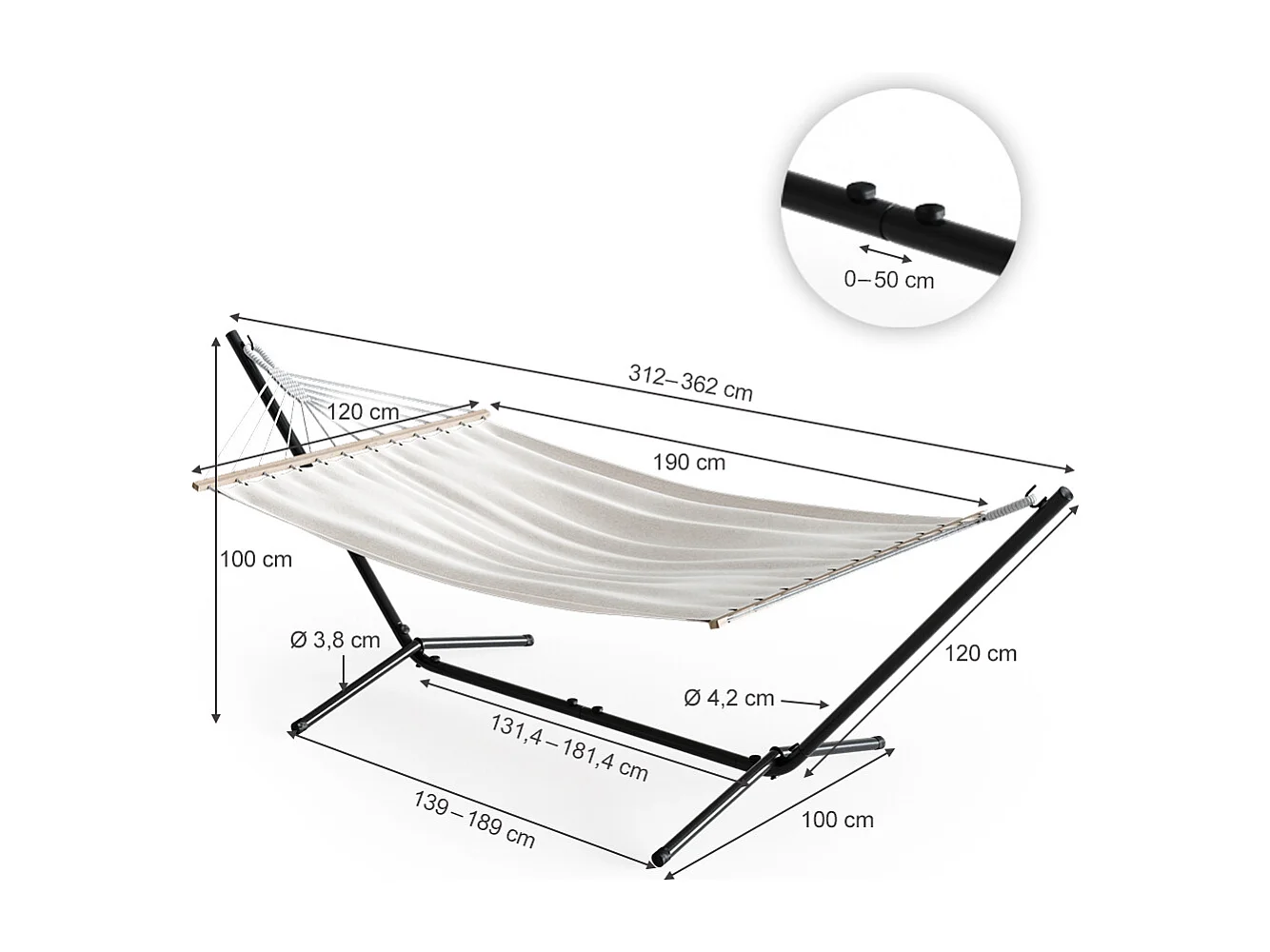 Hamac blanc 190x120x100