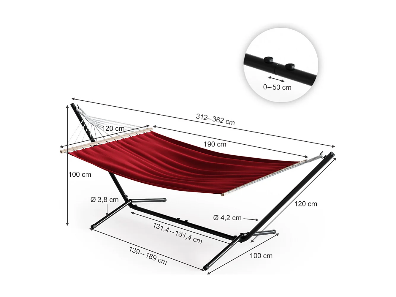 Hamac rouge 190x120x100