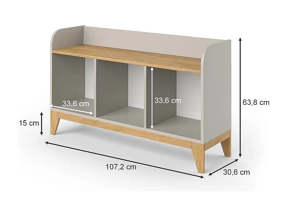 Banc pour enfants chêne cachemire 107.2x30.6x63.8 malia