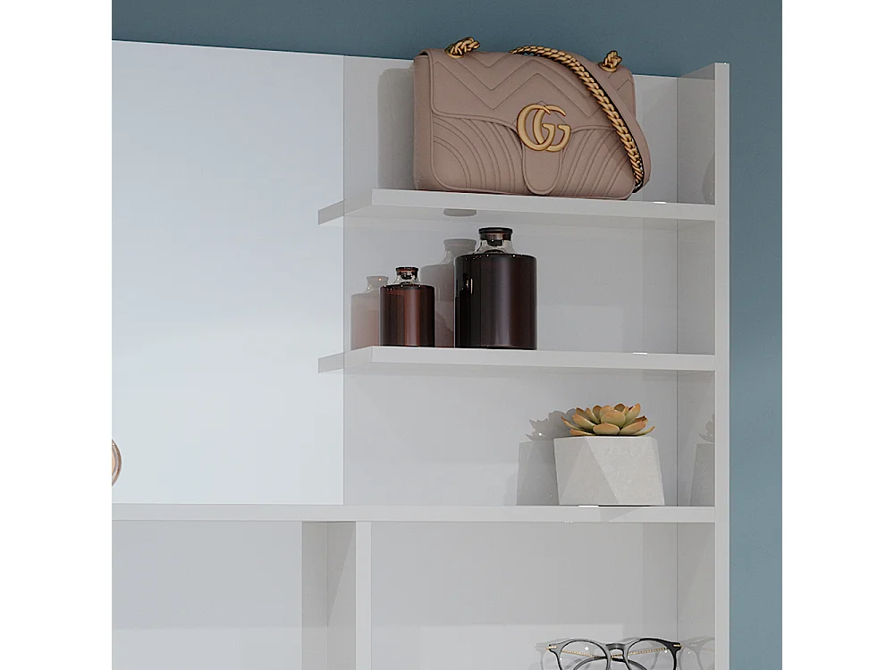 Miroir mural blanc haute brillance 89.8x11x65