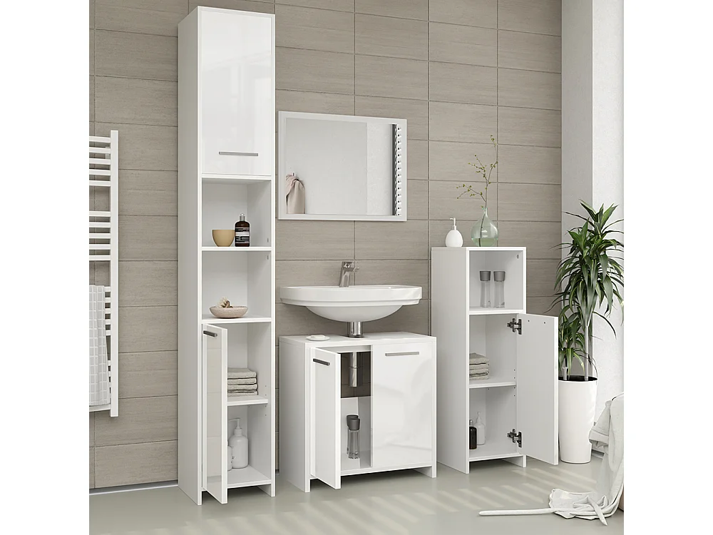 Miroir mural blanc brillant/blanc 45x2x60 kiko