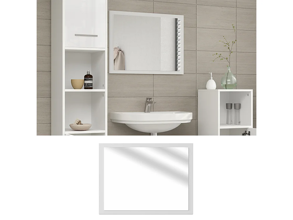 Badrumsspegel vit högblank/vit 45x2x60 kiko