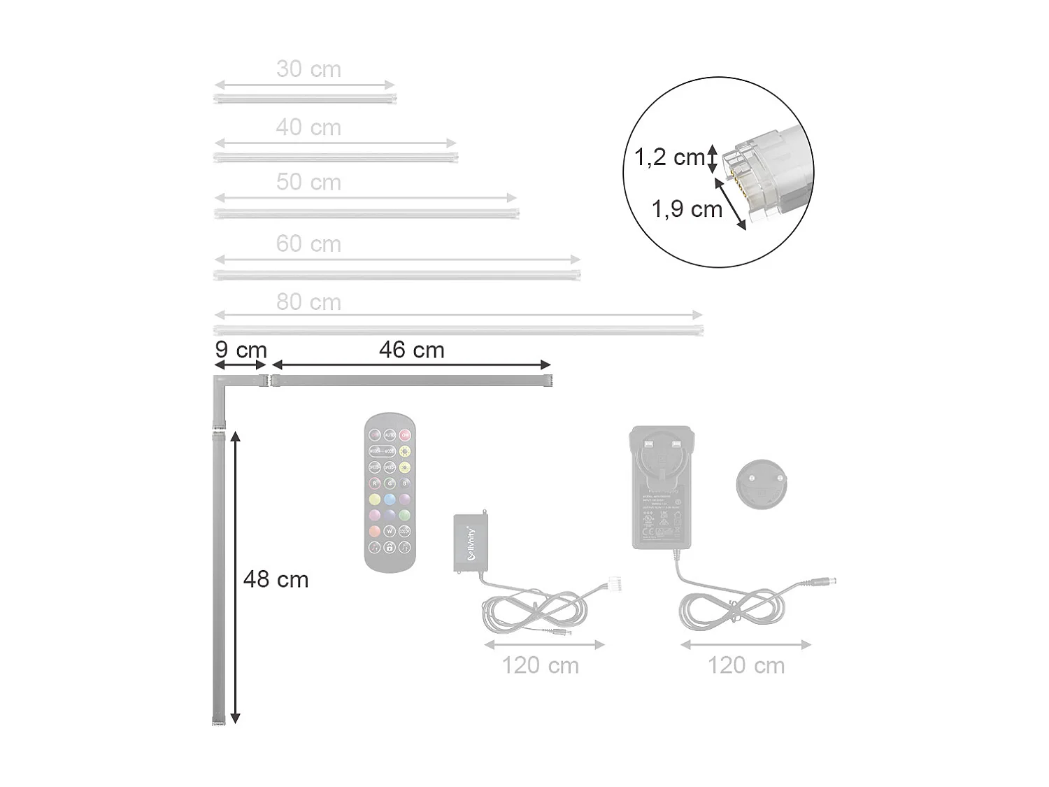 Ruban lumineux LED blanc 55x57x1.5