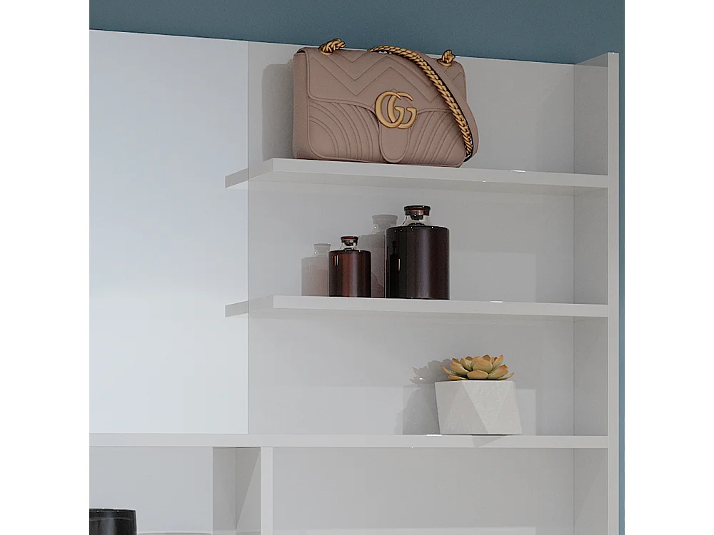 Étagère à miroir  blanc haute brillance 119.8x11x70